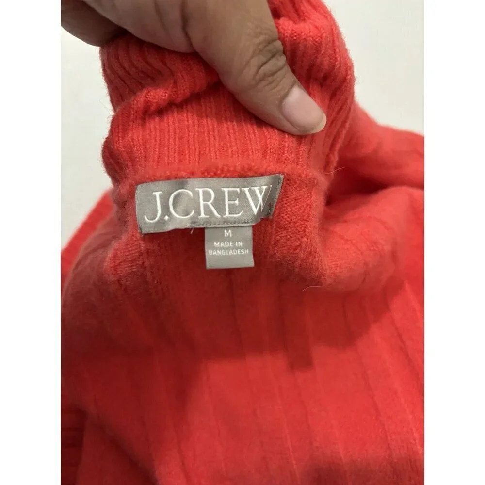 J Crew High Neck Orange Soft Pullover Sweater Wool Blend Size Medium
